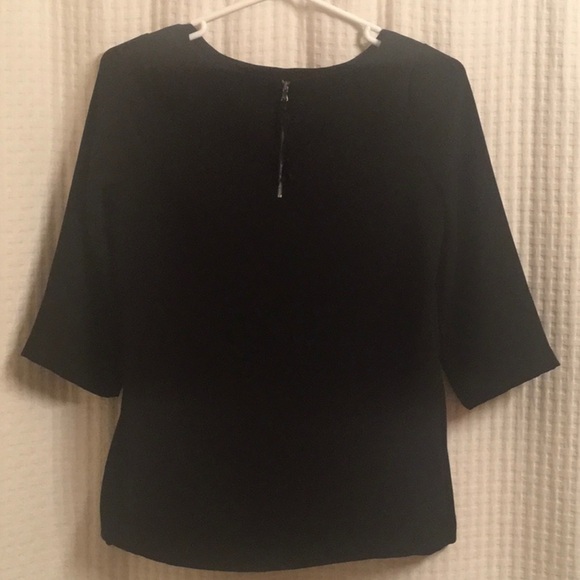 Embellished Ann‎ Taylor Loft  top size Petite xs black top blouse short sleeve - Picture 5 of 7